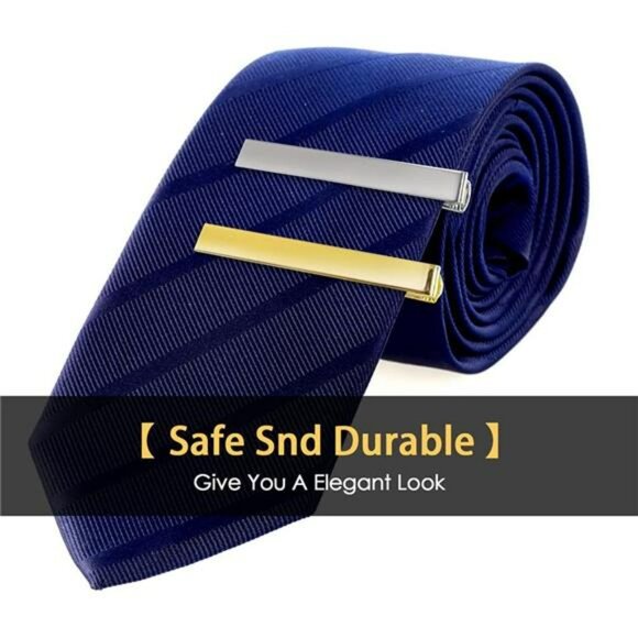 Mens Tie Clip Set Gold Silver Black Necktie Bar Pinch Clips Formal Accessories - Picture 7 of 8